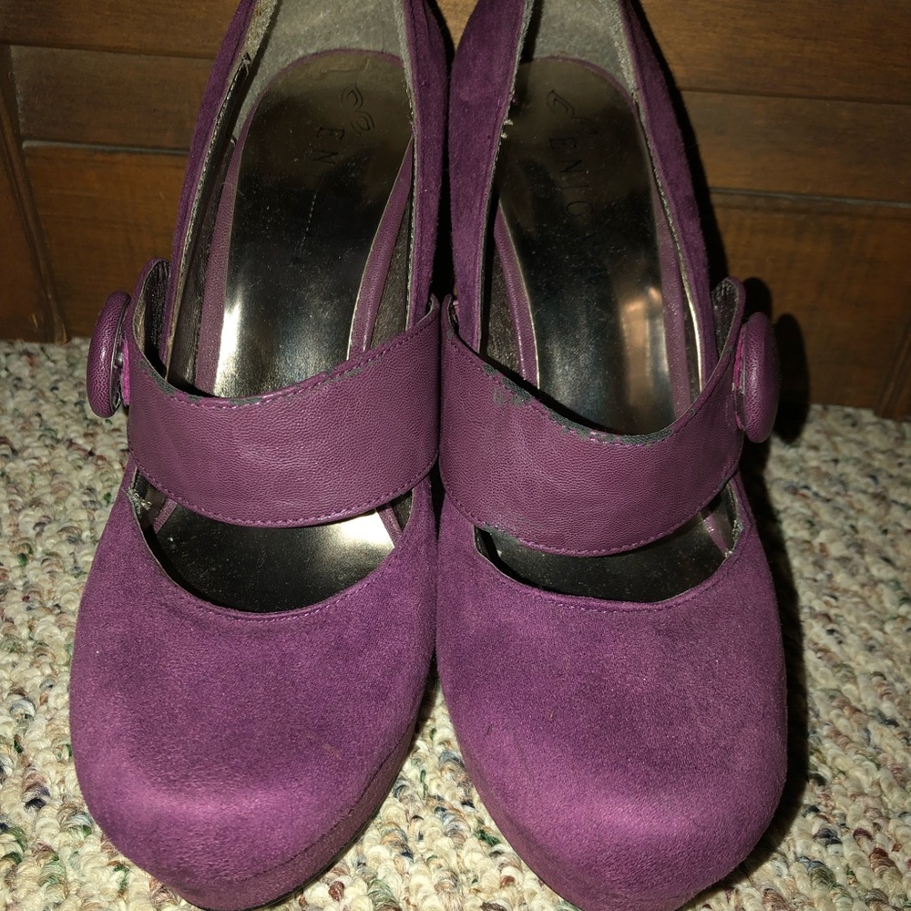 Plum strap heels